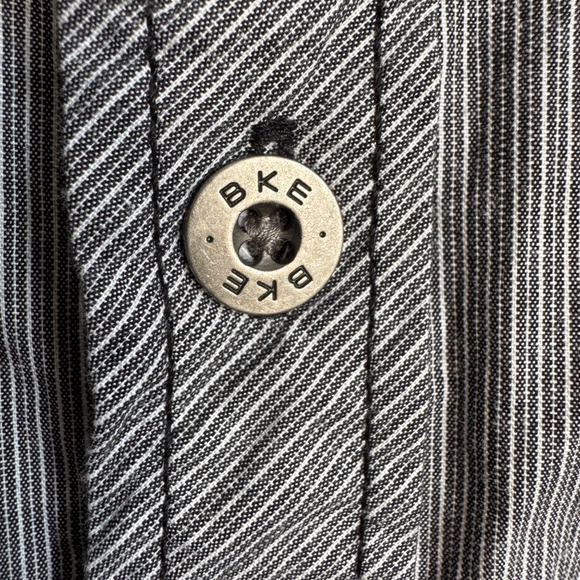BKE Tailored Fit Men's Pinstripe‎ Long Sleeve Casual Dress Shirt Gray Size Large - Picture 4 of 13